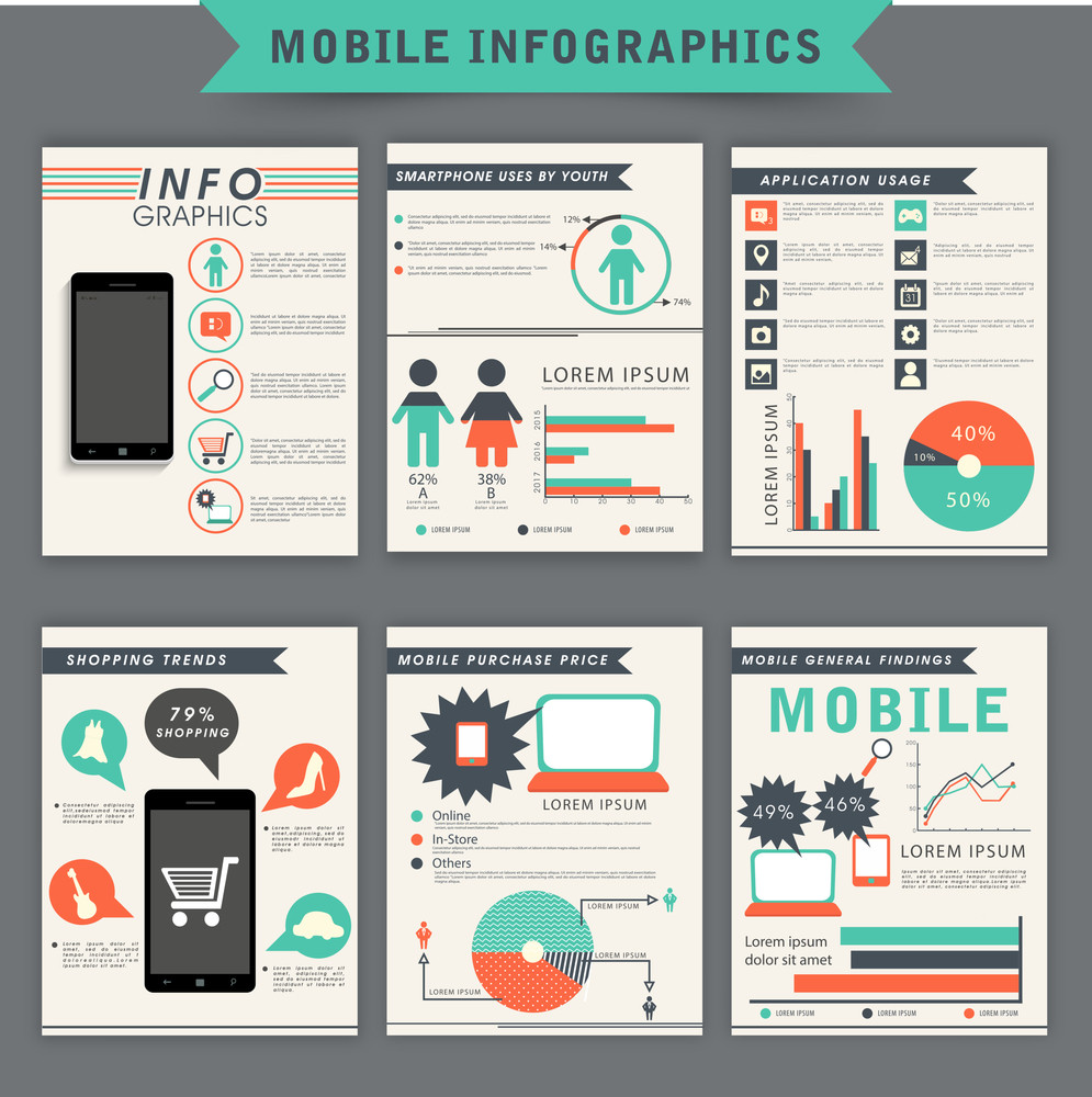 collection of mobile infographic template
