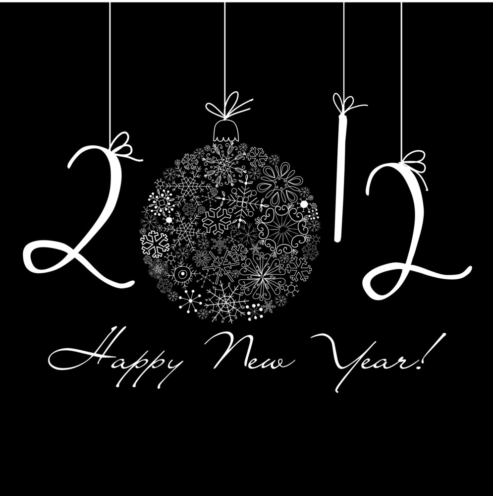 2012 Happy New Year Background Black And White Background Royalty