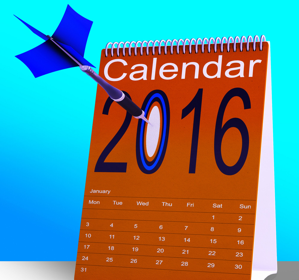2016 Schedule Calendar Shows Future Business Targets
