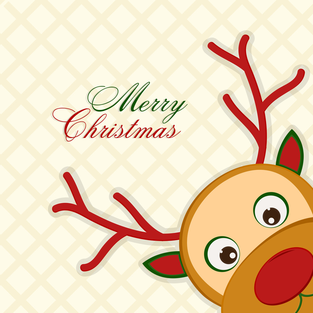 Greeting card with cute colorful Reindeer for Merry Christmas ...