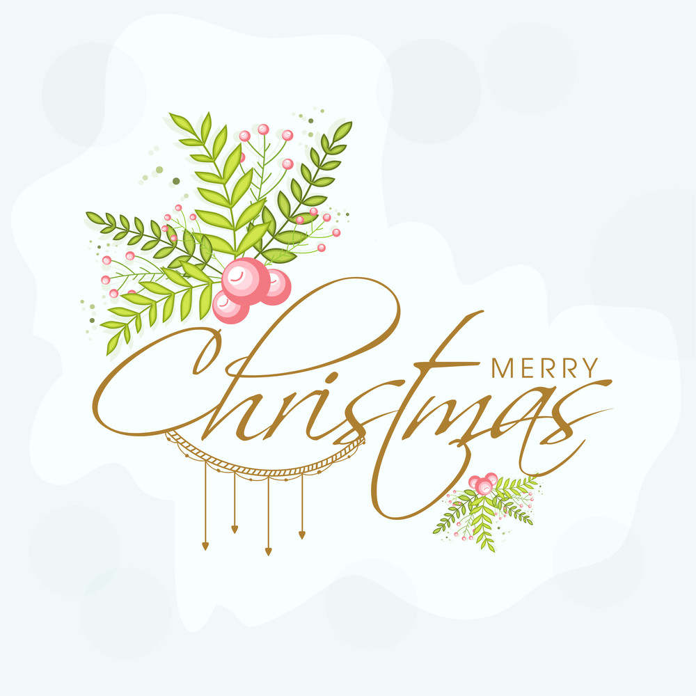Elegant greeting card design with mistletoe for Merry Christmas celebration. Royalty-Free Stock