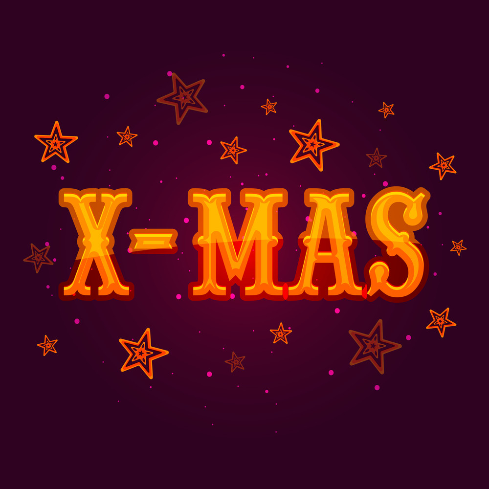 Glossy text X Mas on stars decorated purple background for Merry Christmas celebration