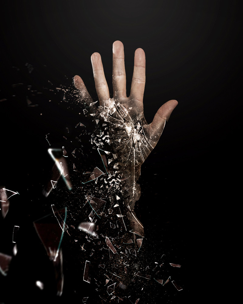 A hand is broken into many pieces Royalty Free Stock Image Storyblocks