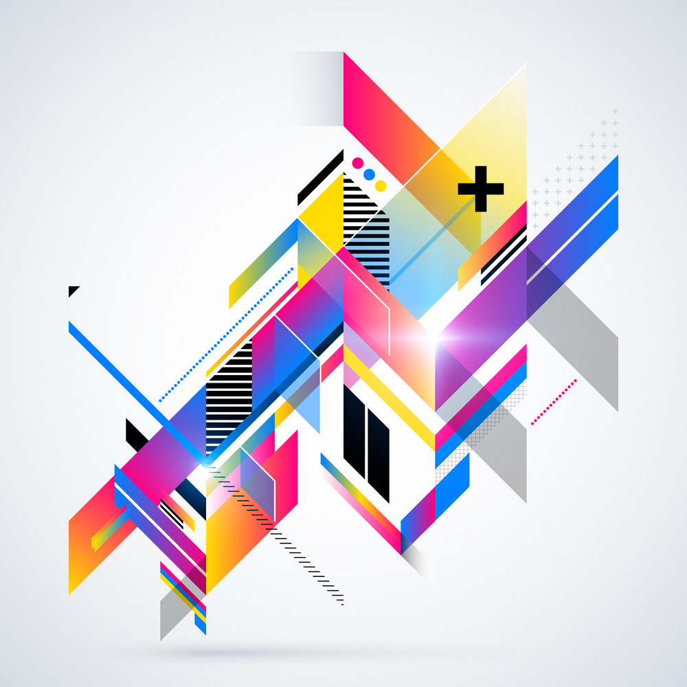 Abstract Geometric Element With Colorful Gradients And Glowing Lights ...