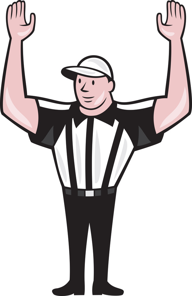 American Football Referee Touchdown Cartoon Royalty-Free Stock Image ...