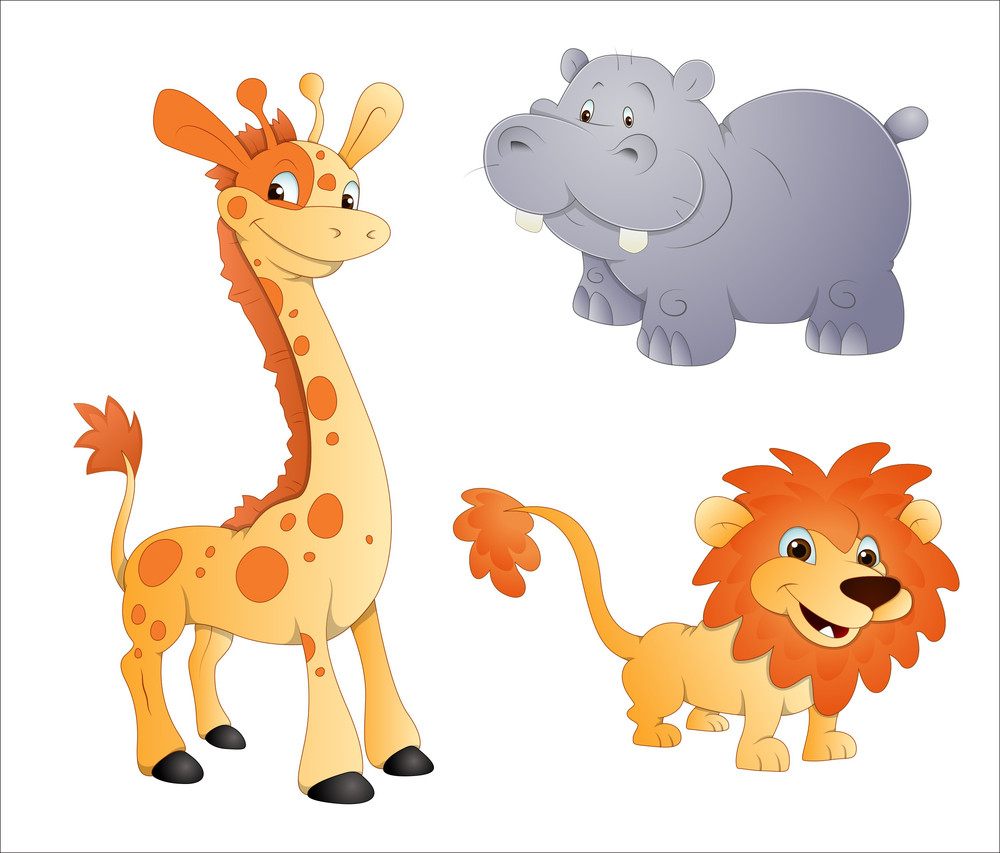 Animals Vectors Lion Giraffe And Rhino Royalty Free Stock Image