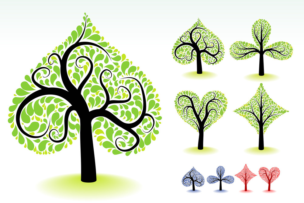 Artistic Ornamental Trees. Vector Design Elements. Royalty-Free Stock