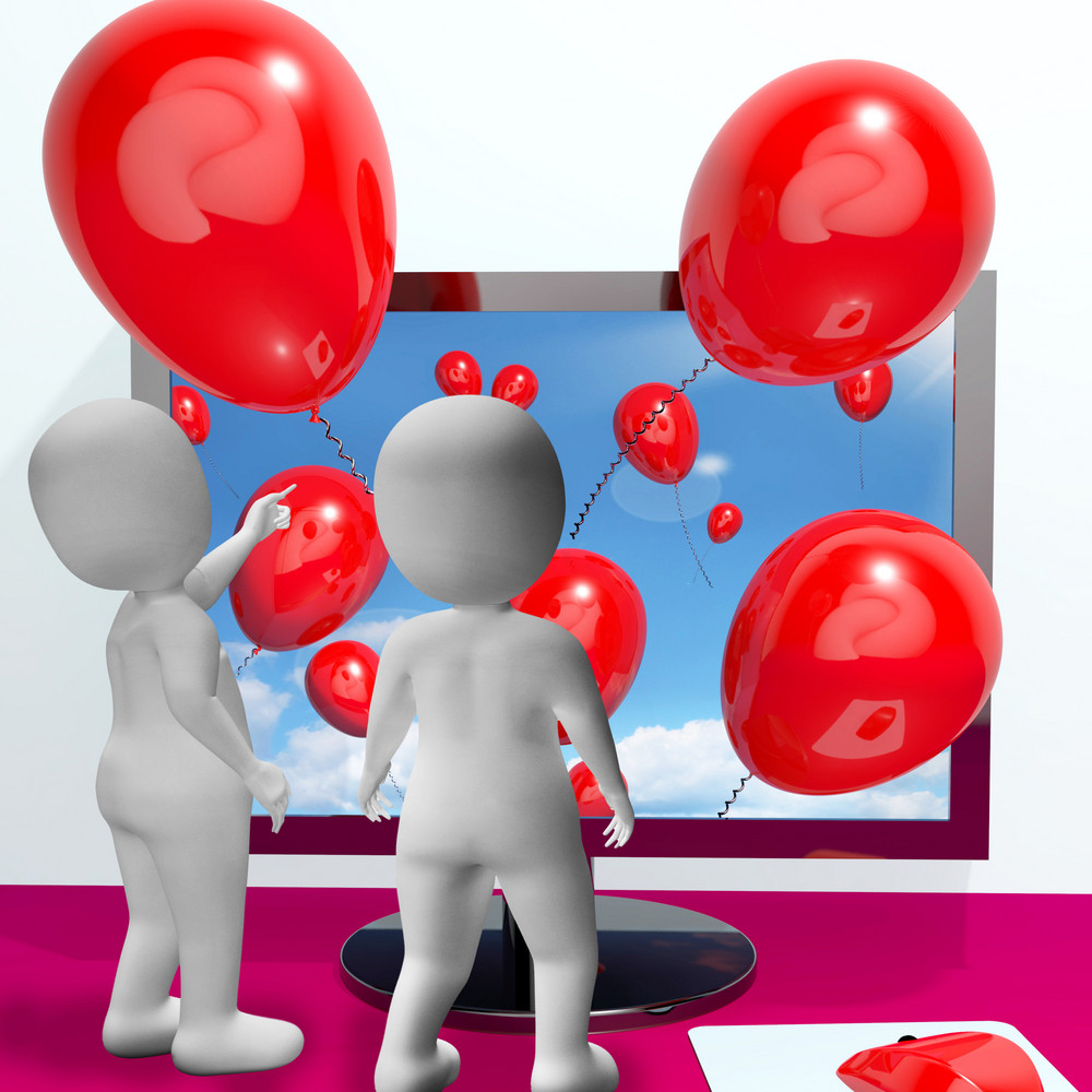 Balloons Coming From Screen Show Online Celebrations