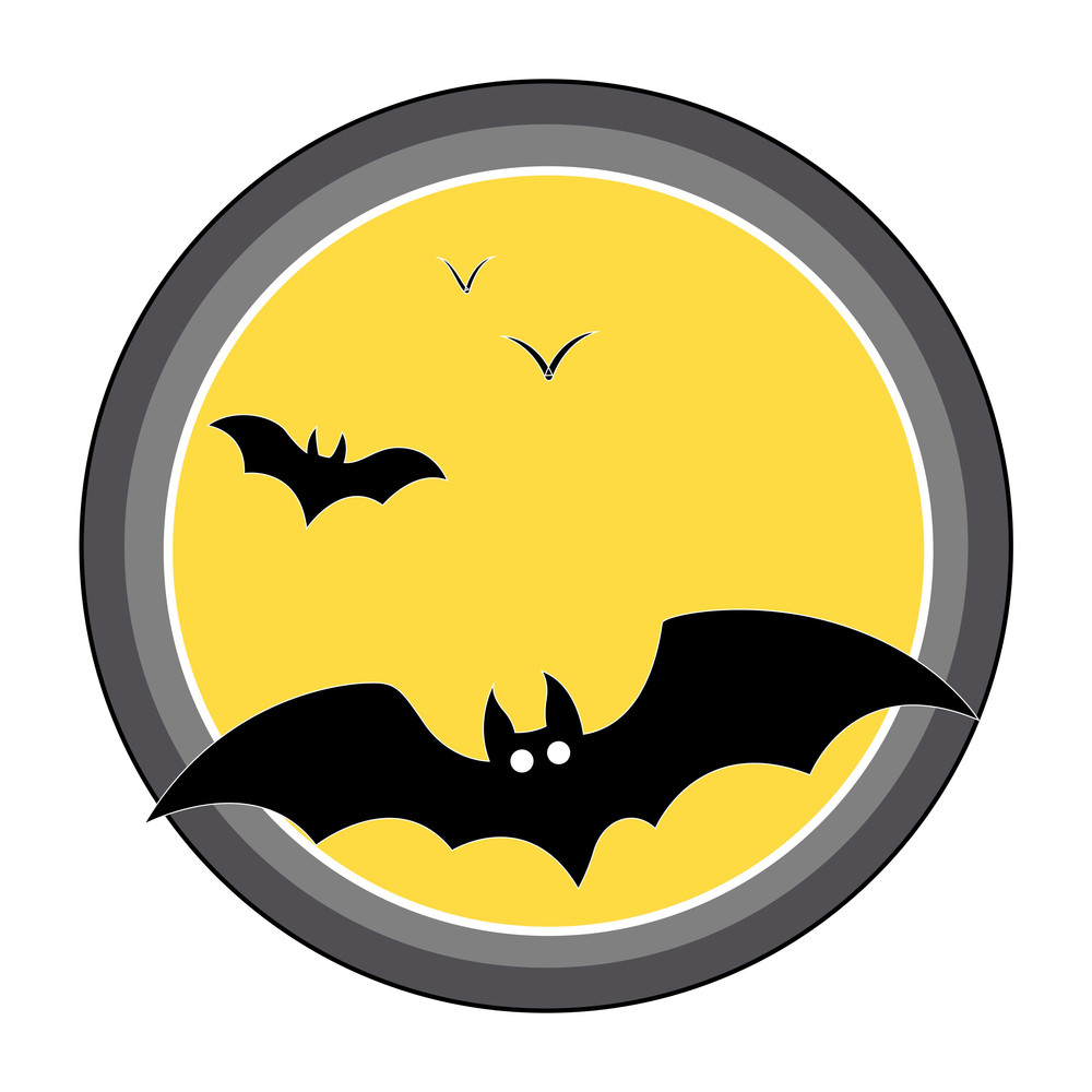 Bats Flying Over Full Moon - Halloween Vector Illustration Royalty-Free ...