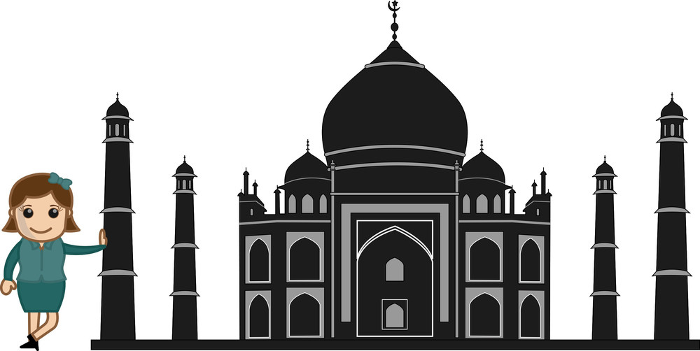 Black Cartoon Vector Taj Mahal Royalty-Free Stock Image - Storyblocks