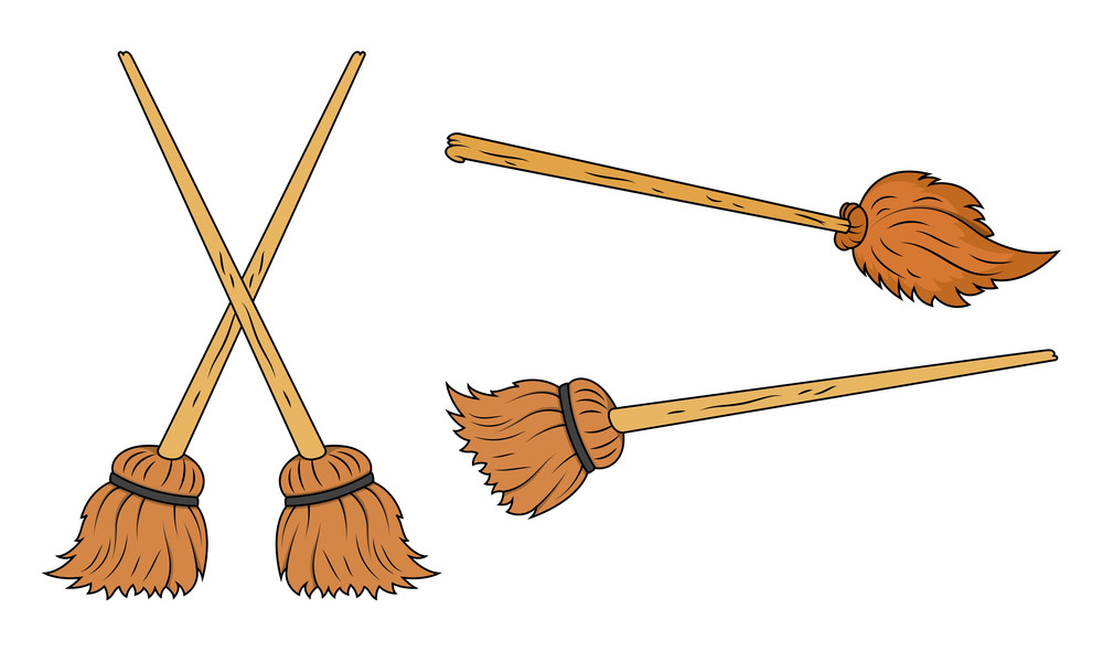 Brooms Vector Cartoon Royalty-Free Stock Image - Storyblocks