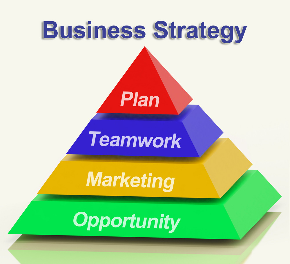 Business Strategy Pyramid Showing Teamwork And Plan Royalty-Free Stock ...