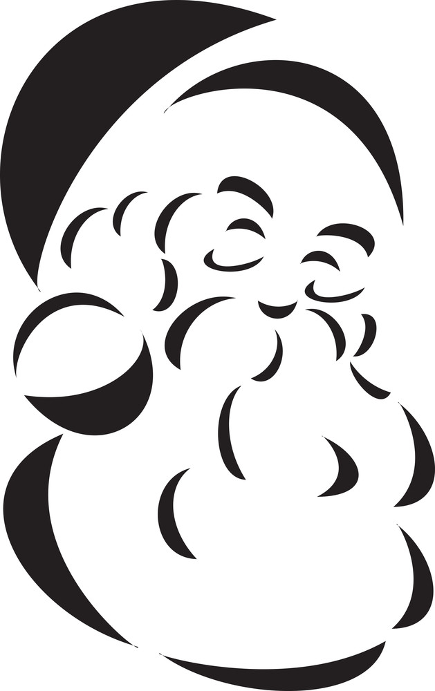 Black And White Illustration Of Santa Claus Face Royalty Free