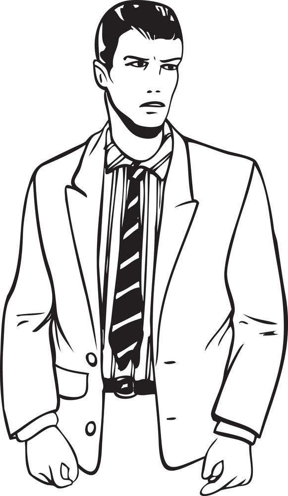 Illustration Of A Young Man In Suit. Royalty-Free Stock Image - Storyblocks