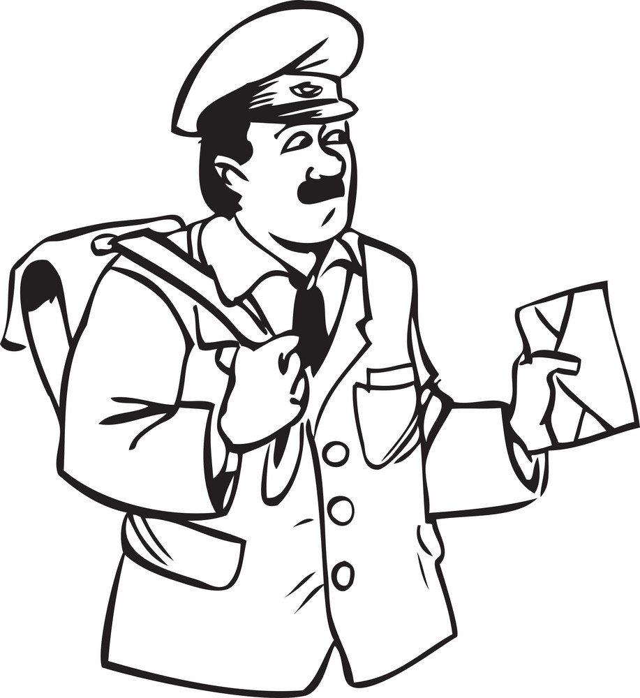 Illustration Of A Postman With Letter And Bag. Royalty-free Stock Image 