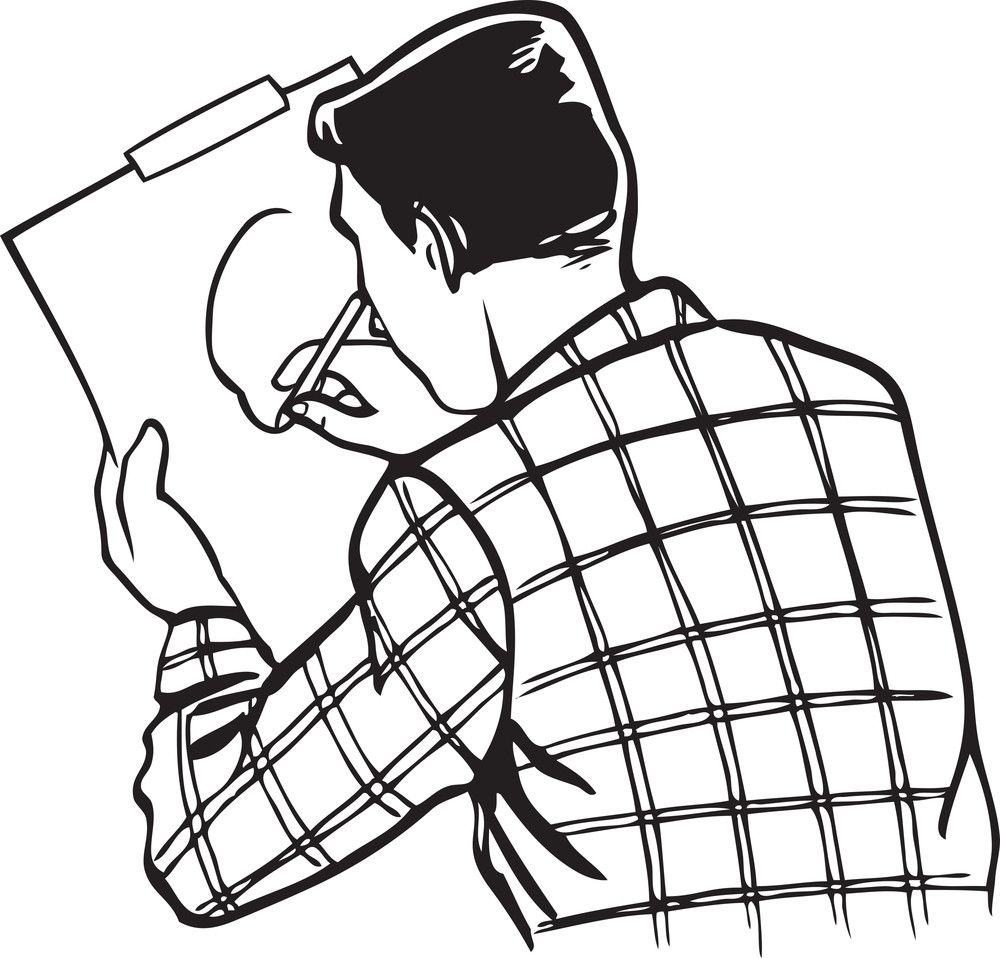 Illustration Of A Man Drawing A Picture. Royalty-Free Stock Image 