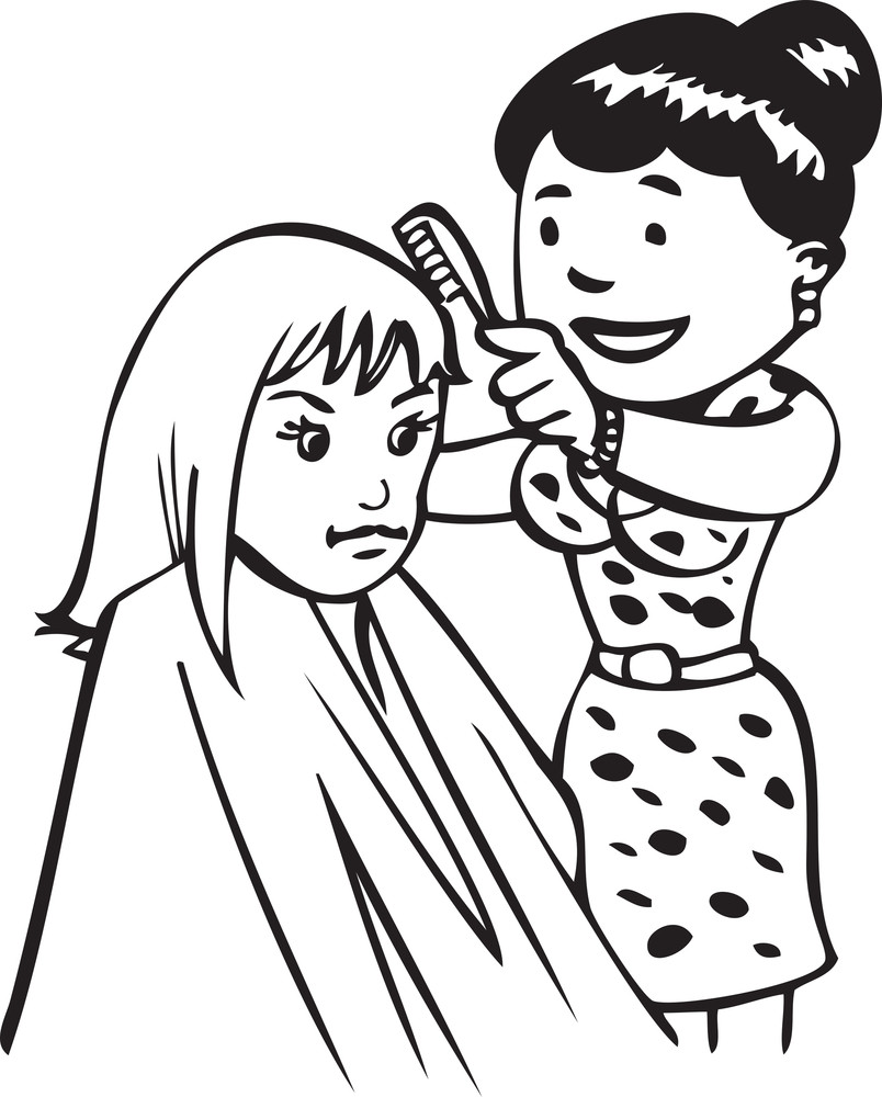 Illustration Of A Hairdresser With A Girl. Royalty-Free Stock Image ...