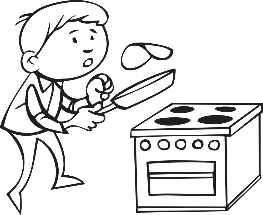 Illustration Of A Man Cooking. Royalty-Free Stock Image - Storyblocks