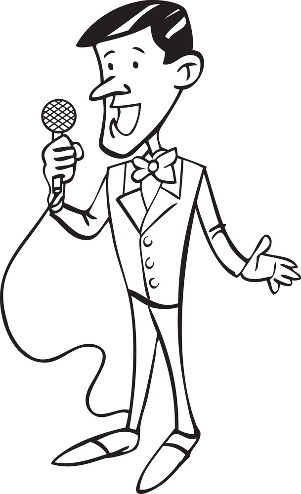 Illustration Of A Retro Man Singing In Mike. Royalty-Free Stock Image ...