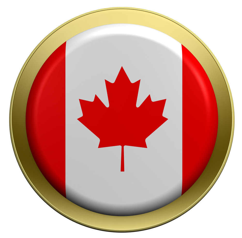 Canada Flag On The Round Button Isolated On White. Royalty-Free Stock ...