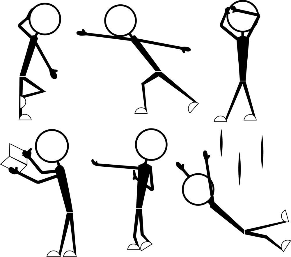 Cartoon Stick Figures Poses Set Royalty-Free Stock Image - Storyblocks