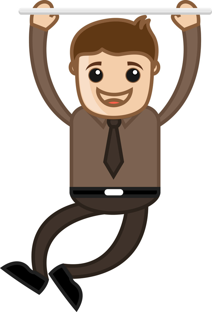 Cartoon Vector Character - Happy Man Hanging Royalty-Free Stock Image