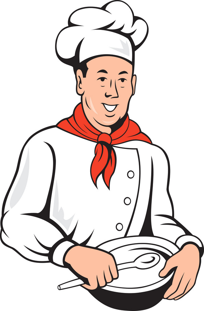 Chef Cook Baker Mixing Bowl Cartoon Royalty-Free Stock Image - Storyblocks