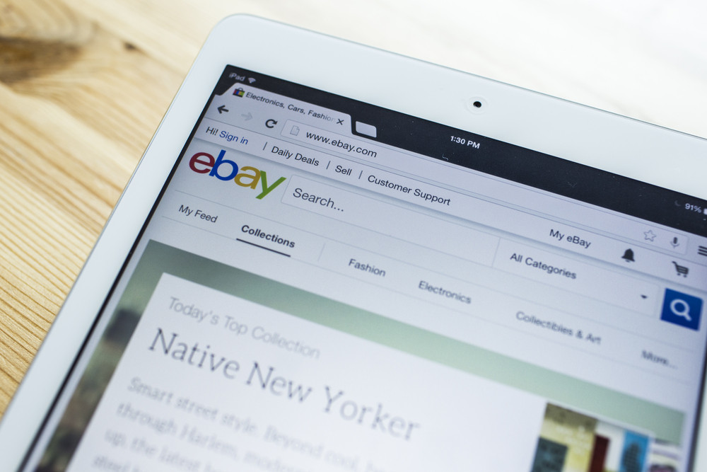 CHIANG MAI, THAILAND - SEPTEMBER 07, 2014: Close up of ebay's website on a Apple ipad Air screen. ebay is one of the largest online auction and shopping websites announces a new application for mobile devices