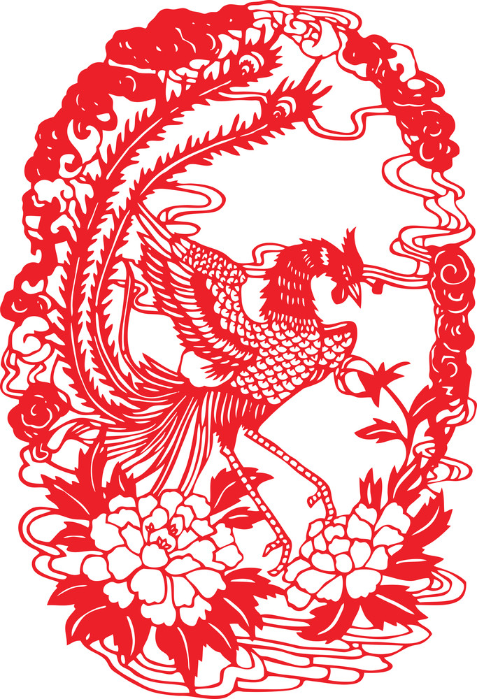 Chinese Paper Cutting - Phoenix Royalty-Free Stock Image - Storyblocks