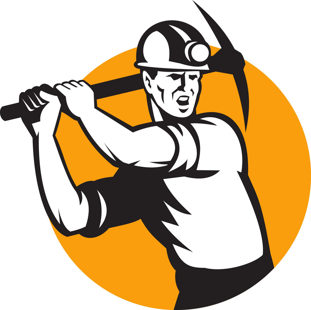 Coal Miner Working Pick Ax Retro Royalty-Free Stock Image - Storyblocks