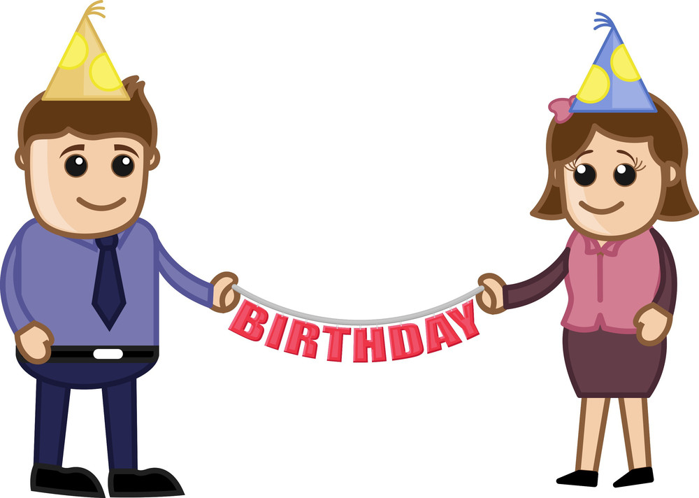 Company Birthday Party Cartoon Business Characters Royalty Free