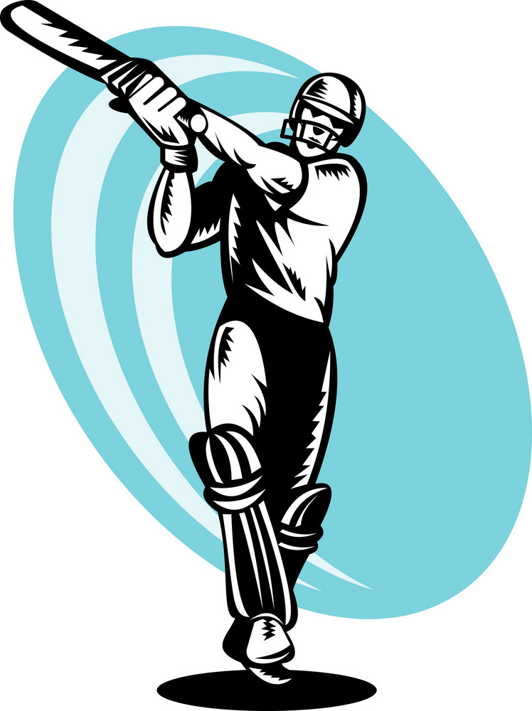 Cricket Batsman Batting Front Royalty-Free Stock Image - Storyblocks