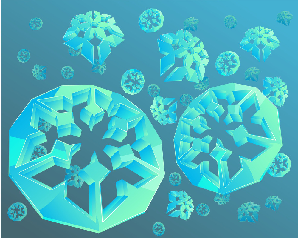 Crystal Snowflakes Light Blue Background Vector Royalty Free