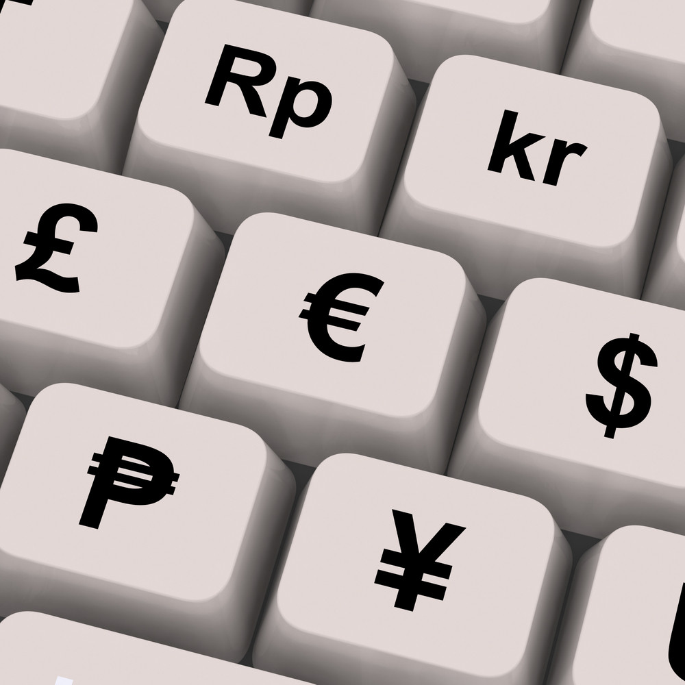 Currency Symbols On Computer Keys Showing Exchange Rates Royalty