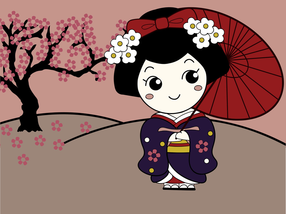 Cute Asian Girl Character Royalty-Free Stock Image - Storyblocks