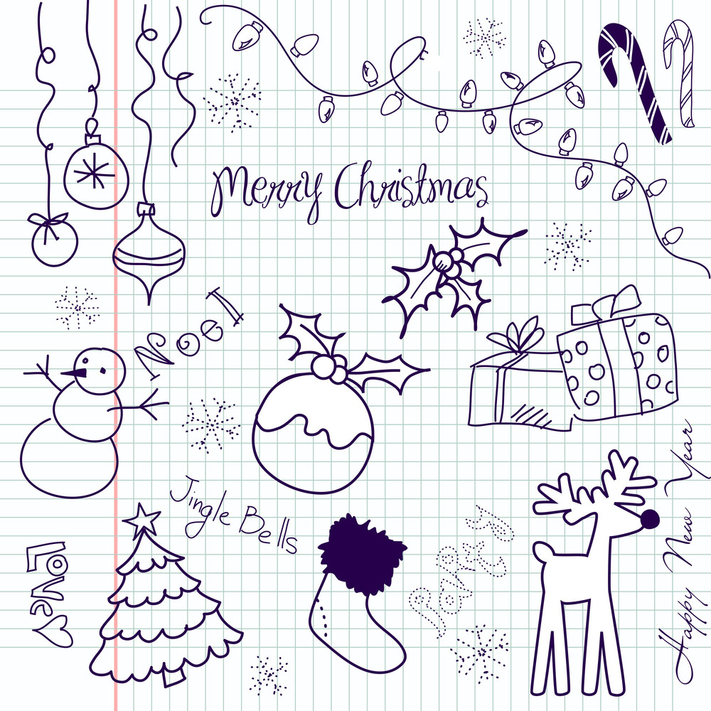 Cute Christmas Doodles Royalty-Free Stock Image - Storyblocks