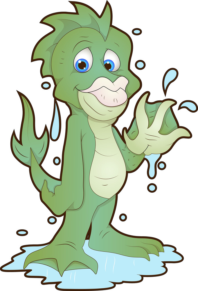 Cute Water Monster - Cartoon Character Royalty-Free Stock Image