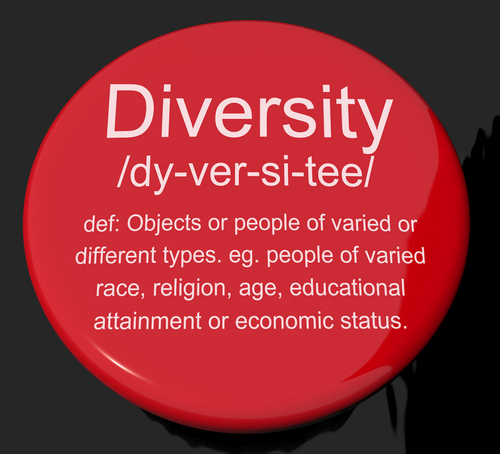 diversity-definition-button-showing-different-diverse-and-mixed-race