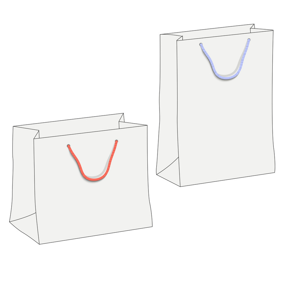 Drawing Of Two White Shopping Paper Bags Royalty-Free Stock Image