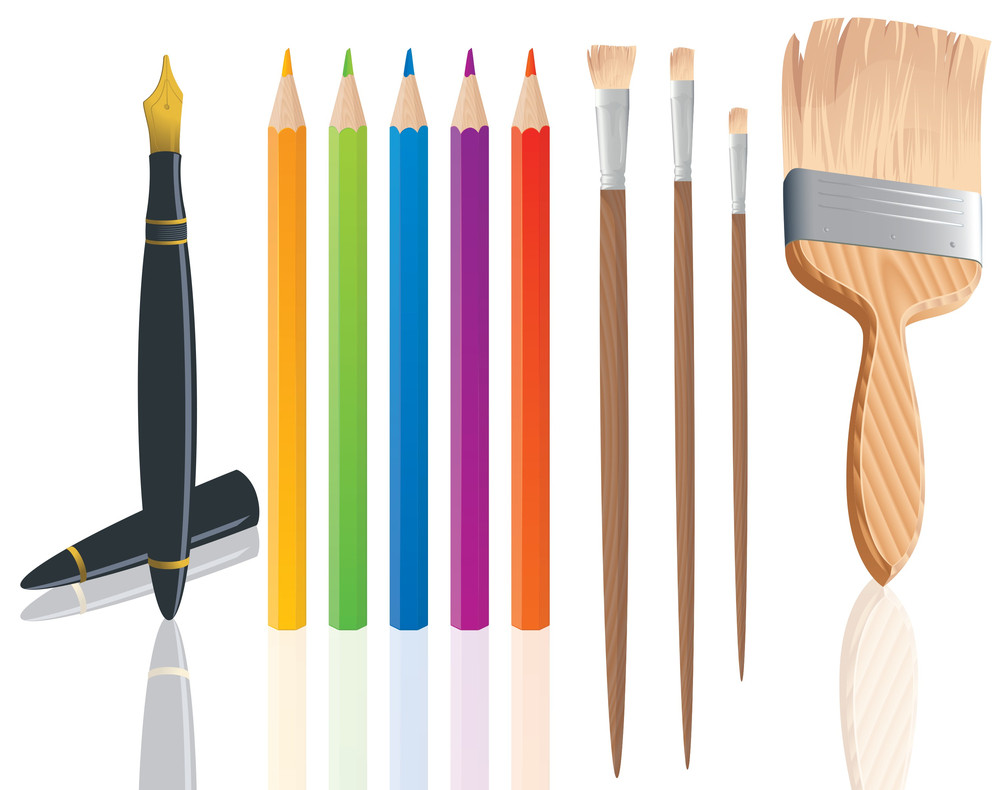 Drawing, Writing And Painting Tools. Vector. Royalty-Free Stock Image ...