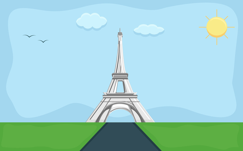 Eiffel Tower - Cartoon Background Vector Royalty-Free Stock Image