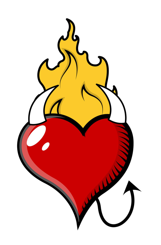 Evil Heart Burning In Flame - Vector Illustration Royalty-Free Stock ...