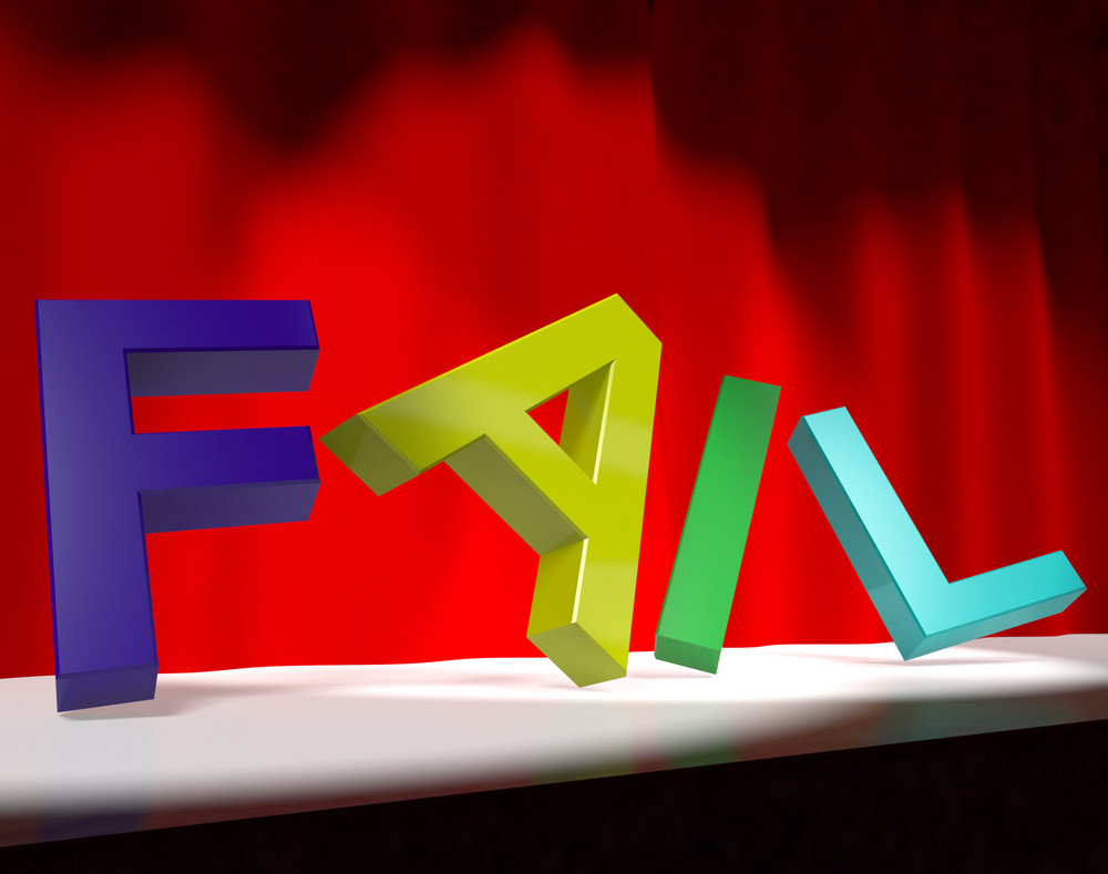 Fail Letters Falling Over As Symbol For Rejection Failure And Malfunction