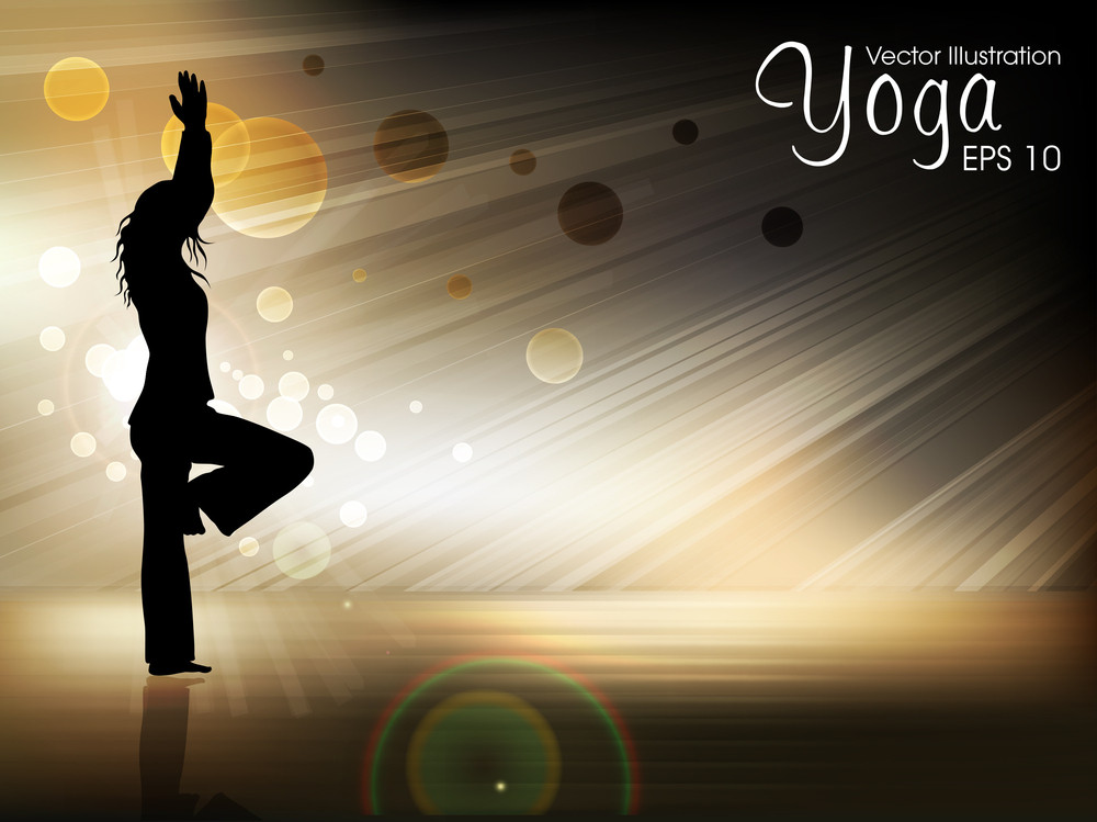 Download Female Silhouette Doing Yoga Meditation. Eps10 Vector ...