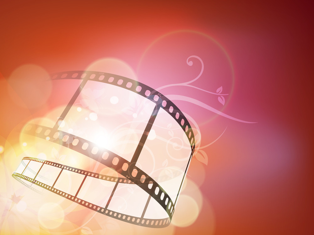 Film Stripe Or Film Reel On Shiny Colorful Movie Background 10