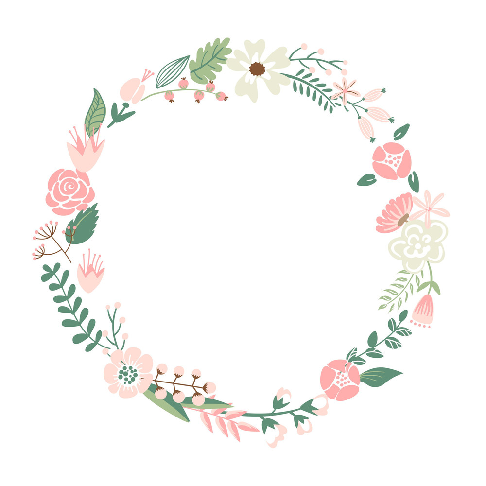 Floral Frame. Cute Retro Flowers Arranged Un A Shape Of 