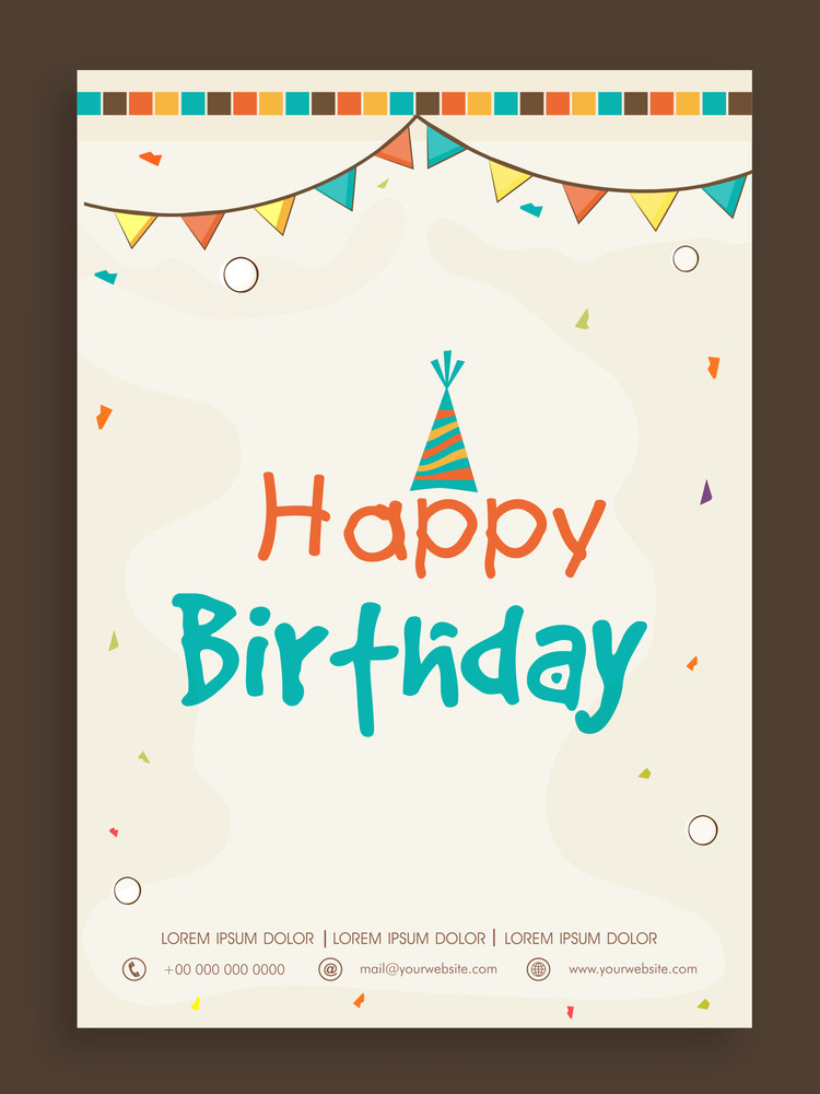 Happy Birthday invitation card design decorated with colorful buntings