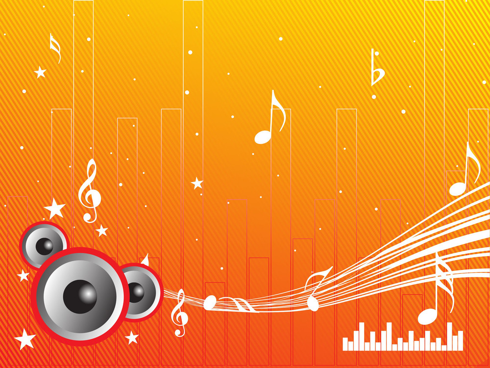 Funky Orange Background With Speaker Royalty-Free Stock Image - Storyblocks