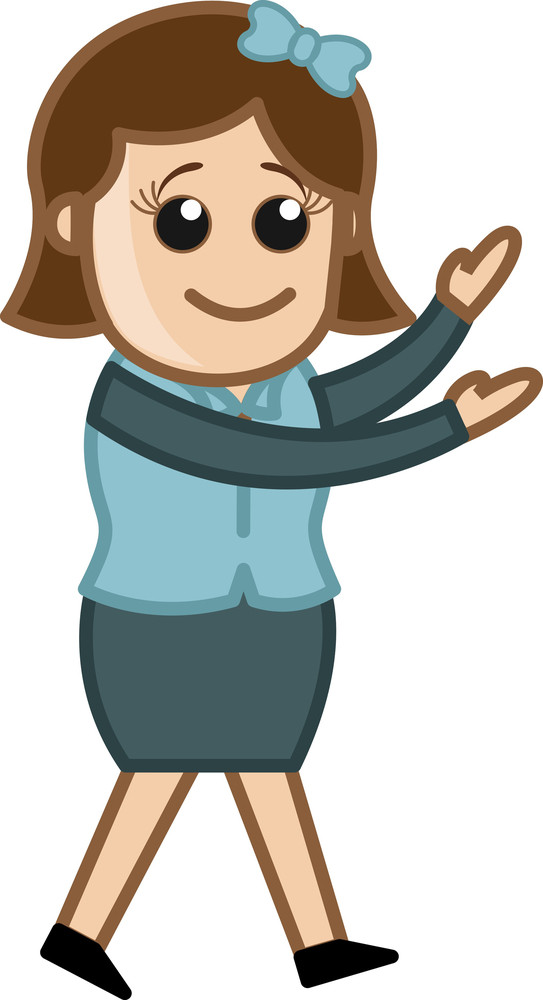 Girl Talking With Hand Gestures - Business Cartoon Character Vector ...