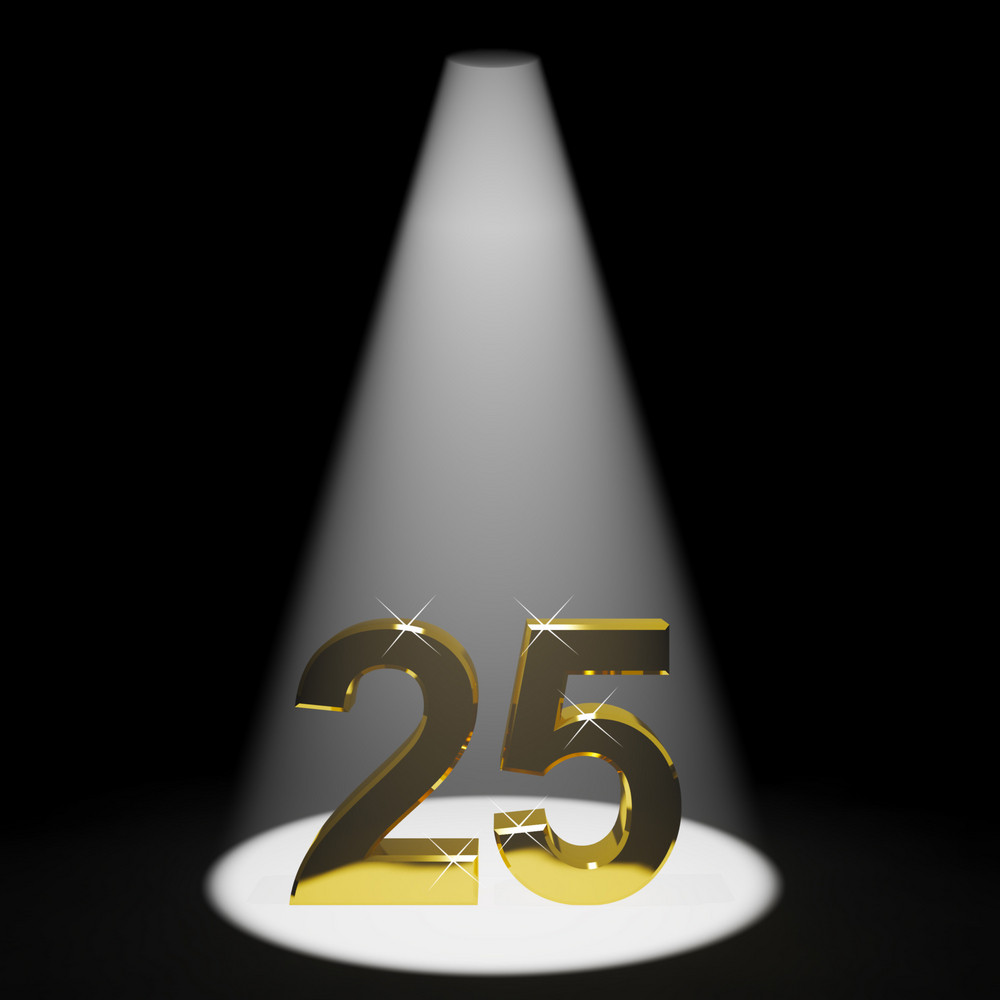 Gold 25th 3d Number Representing Anniversary Or Birthday Royalty Free